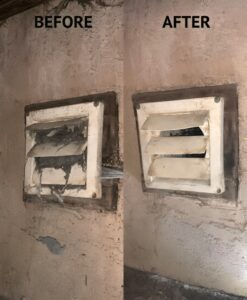 Vent before and after cleaning comparison.