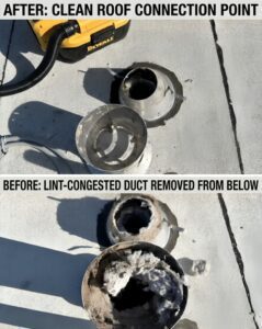 Clean and clogged roof duct comparison.