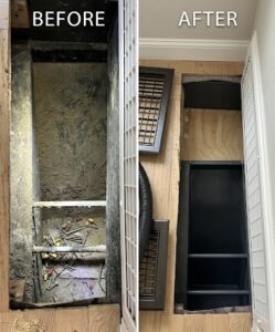 Vent cleaning before and after comparison.