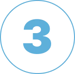 Blue number three in a circle